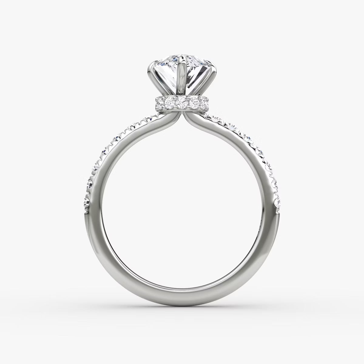 Marquise Secret Halo Diamond Ring with Pavé Setting