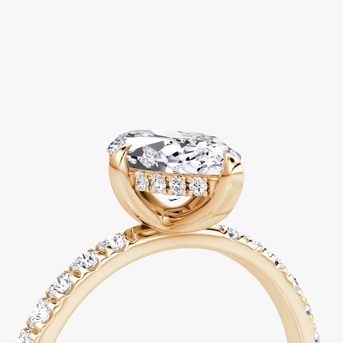 Marquise Hidden Halo Diamond Ring with Pavé Setting