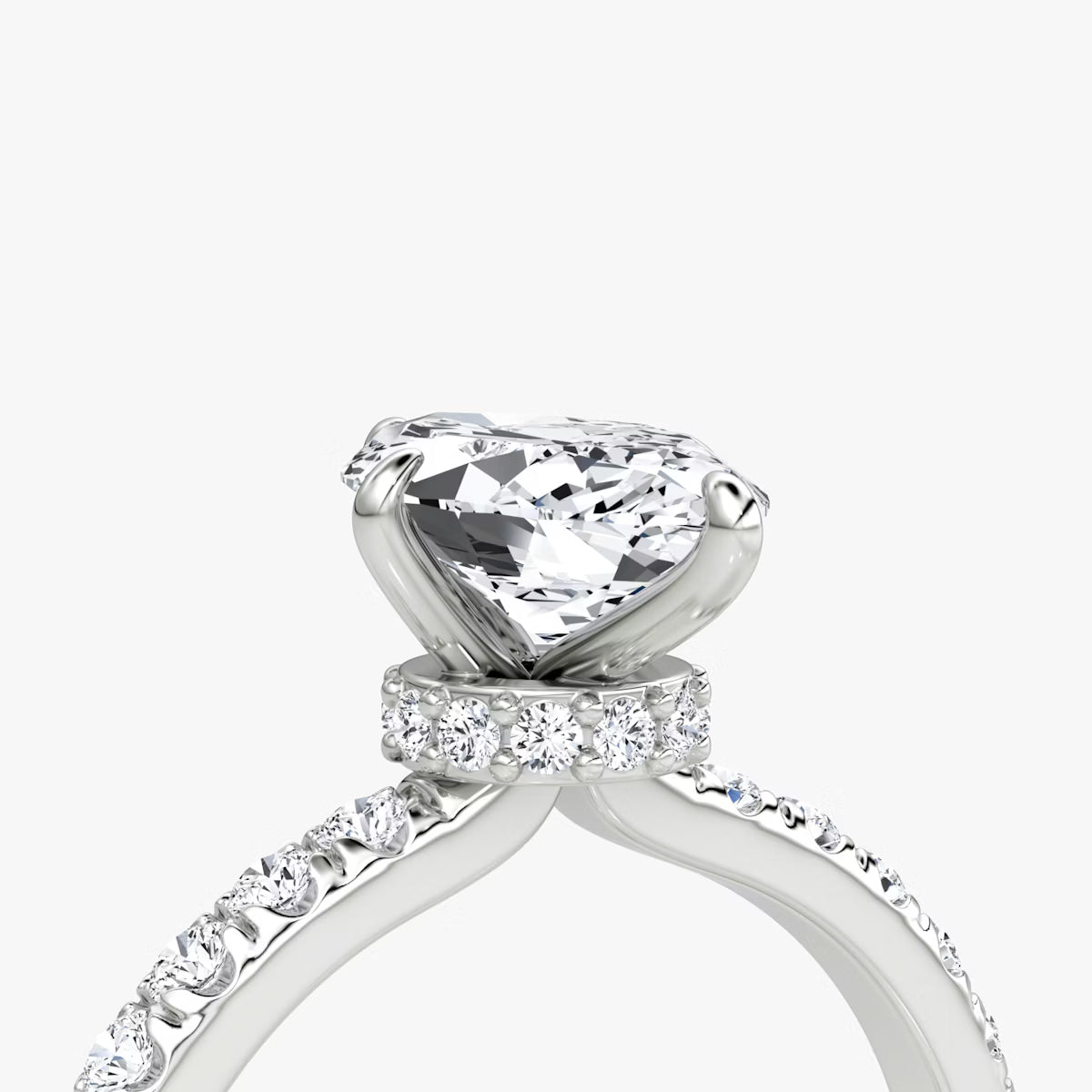 Marquise Secret Halo Diamond Ring with Pavé Setting