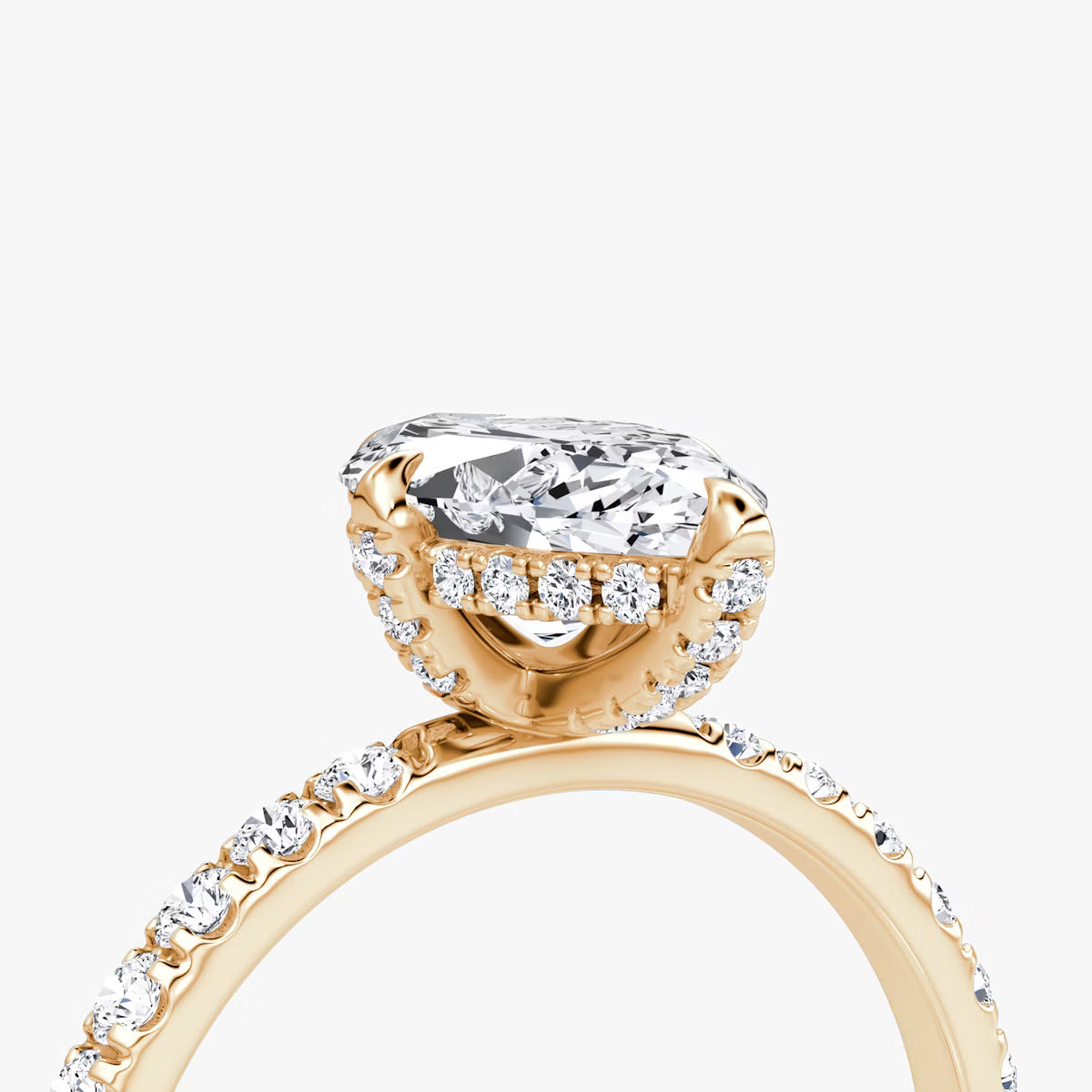 Marquise Hidden Halo Diamond Ring with Pavé Setting and Prong-Set Accents