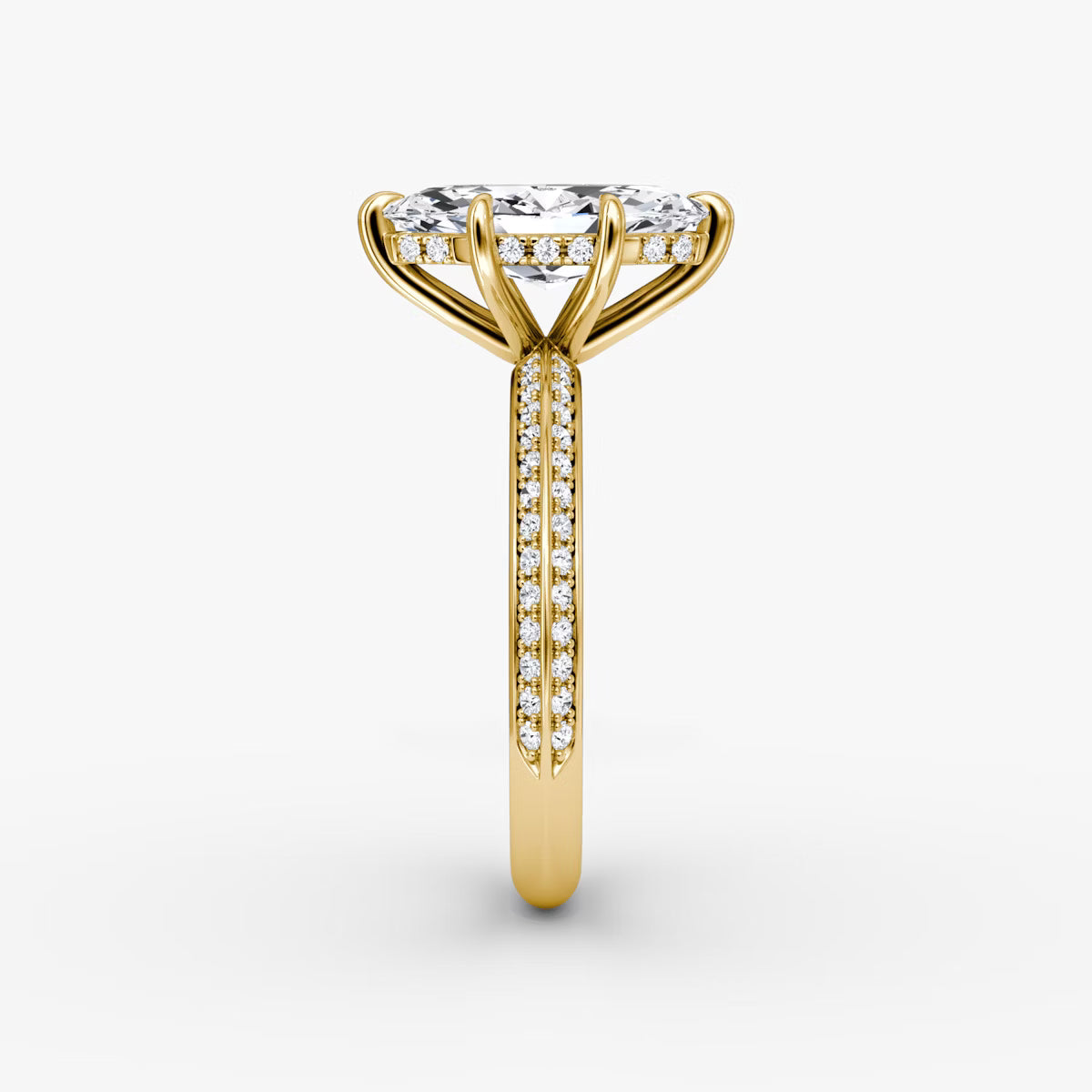 The Sculpted Marquise Hidden Halo Diamond Ring with Pavé Setting
