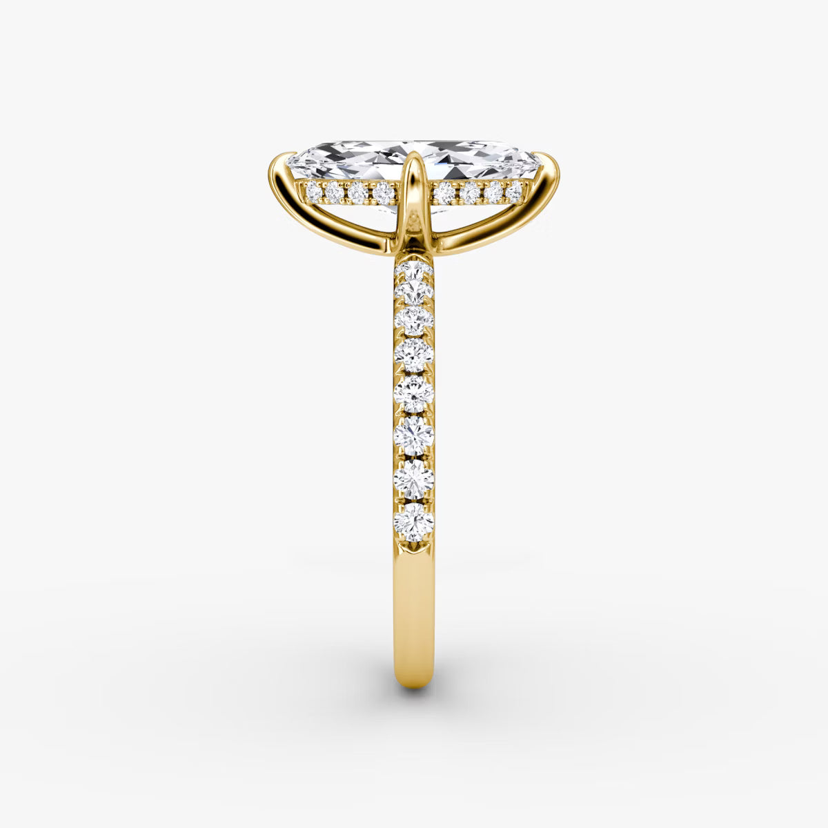 Marquise Hidden Halo Diamond Ring with Pavé Setting