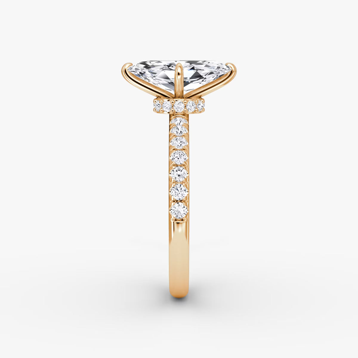 Marquise Secret Halo Diamond Ring with Pavé Setting