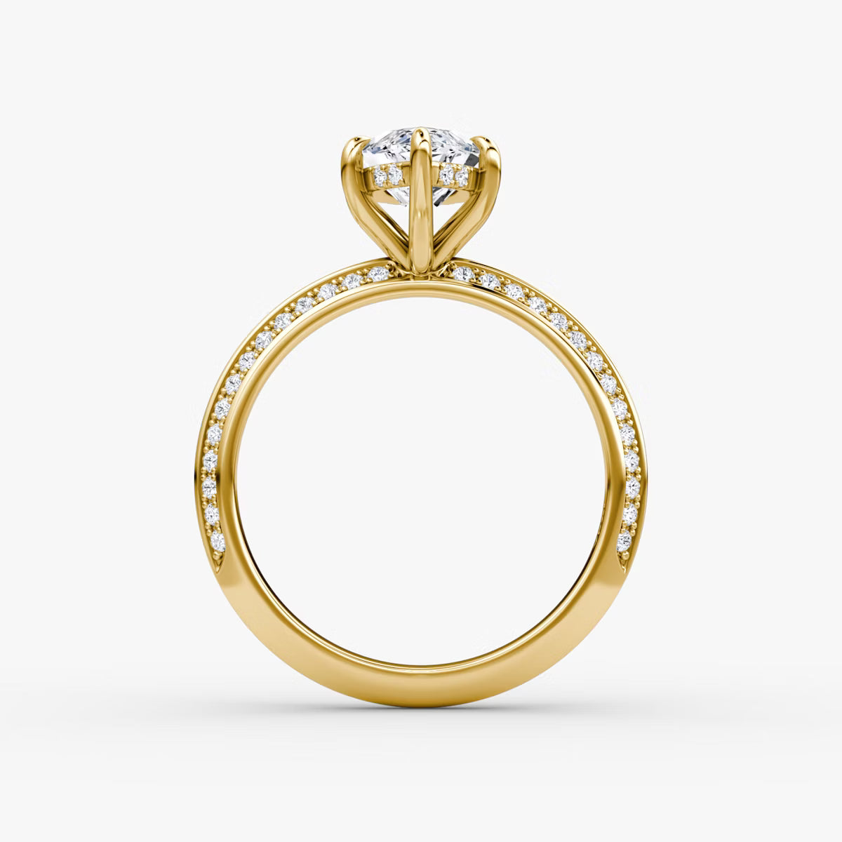 The Sculpted Marquise Hidden Halo Diamond Ring with Pavé Setting