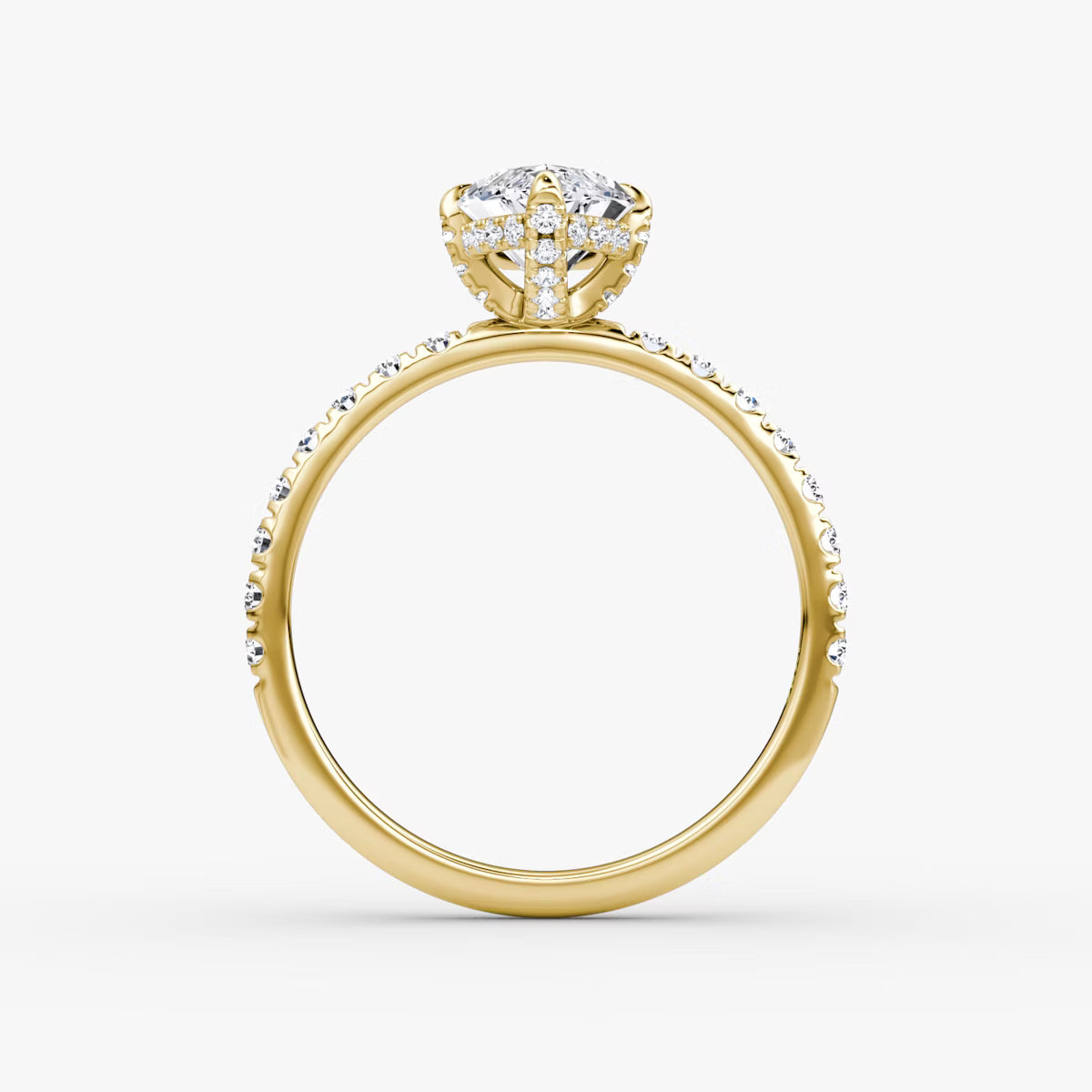 Marquise Hidden Halo Diamond Ring with Pavé Setting and Prong-Set Accents