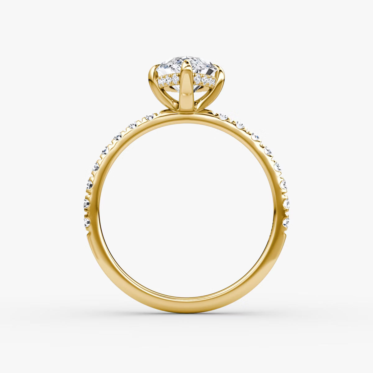 Marquise Hidden Halo Diamond Ring with Pavé Setting