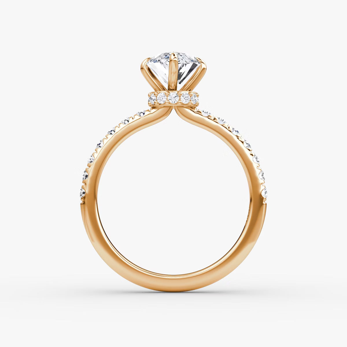 Marquise Secret Halo Diamond Ring with Pavé Setting