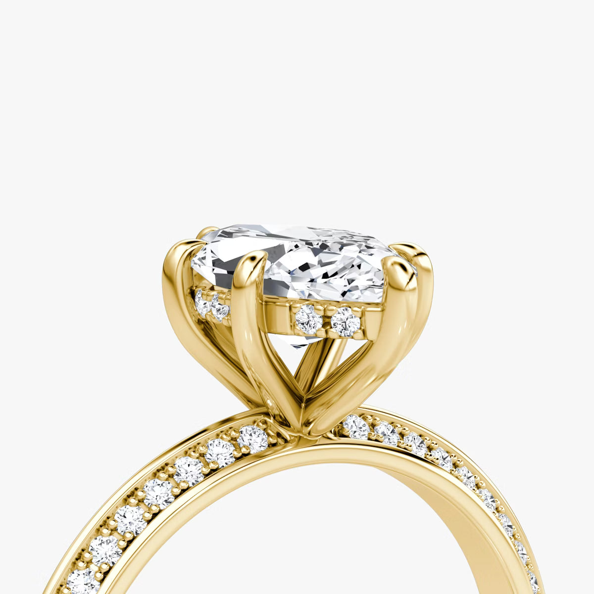 The Sculpted Marquise Hidden Halo Diamond Ring with Pavé Setting