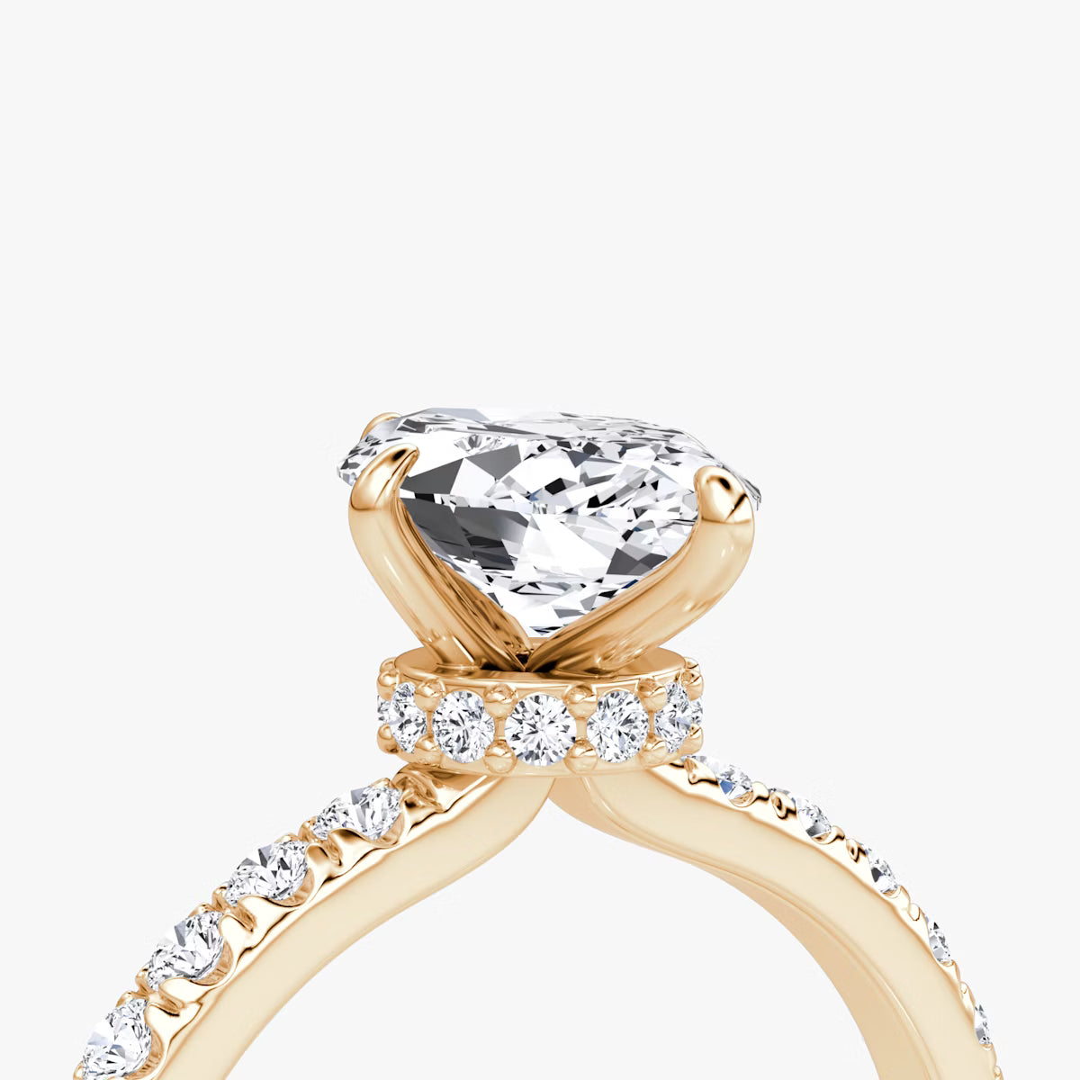 Marquise Secret Halo Diamond Ring with Pavé Setting