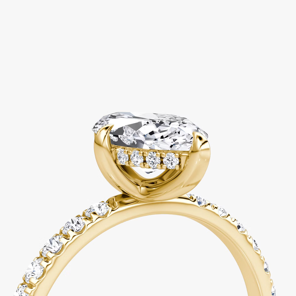 Marquise Hidden Halo Diamond Ring with Pavé Setting
