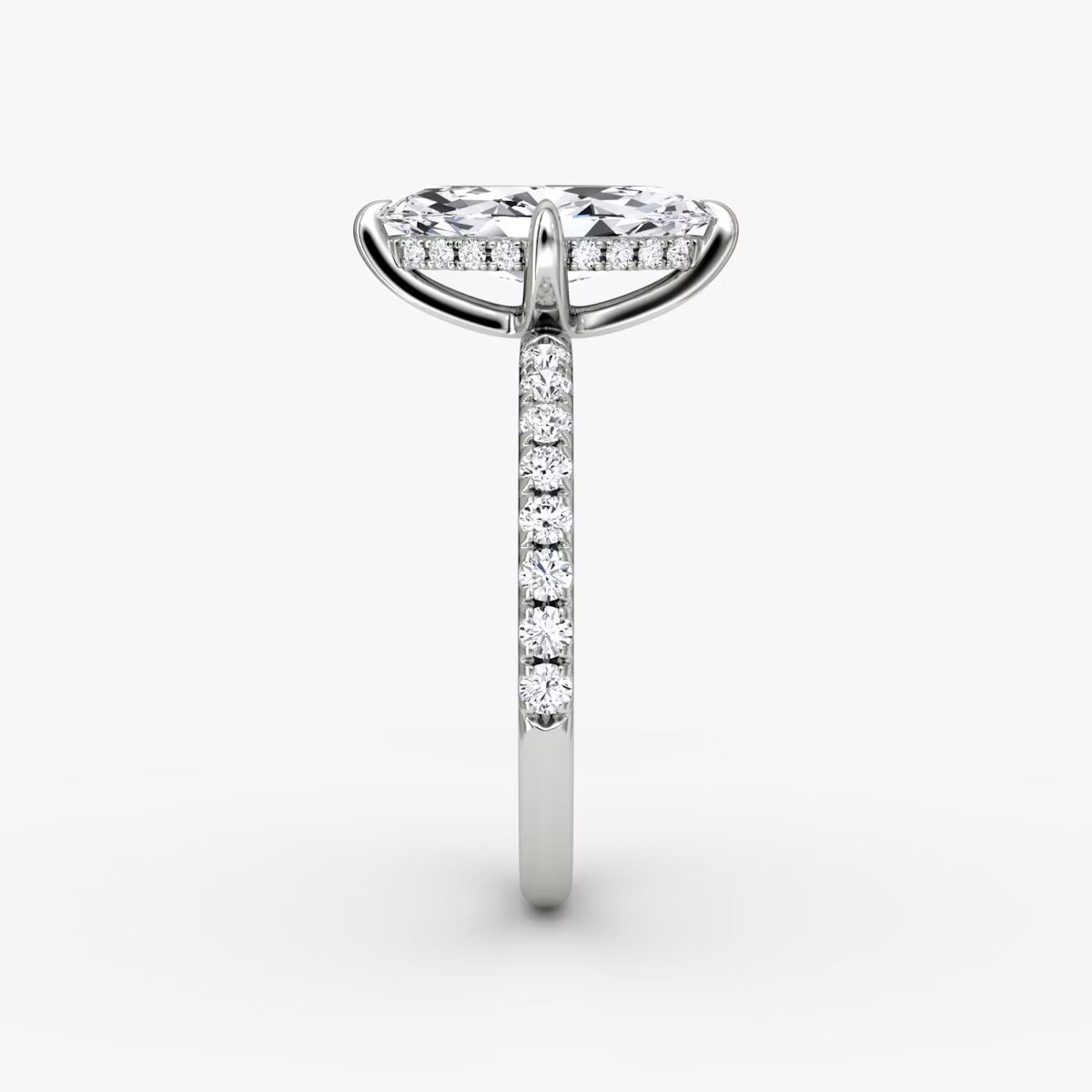 Marquise Hidden Halo Diamond Ring with Pavé Setting