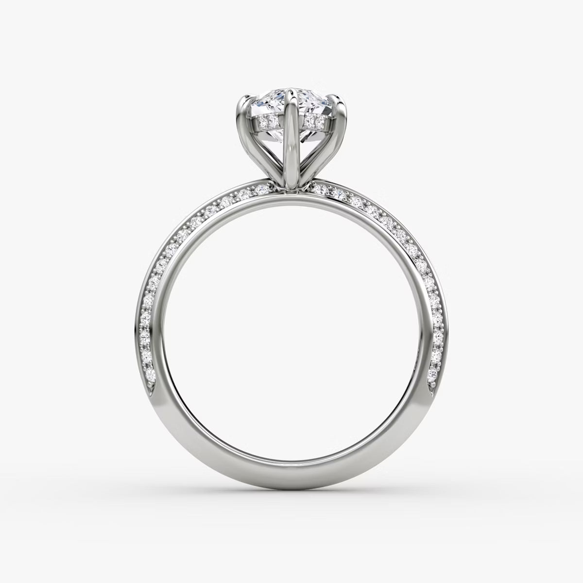 The Sculpted Marquise Hidden Halo Diamond Ring with Pavé Setting