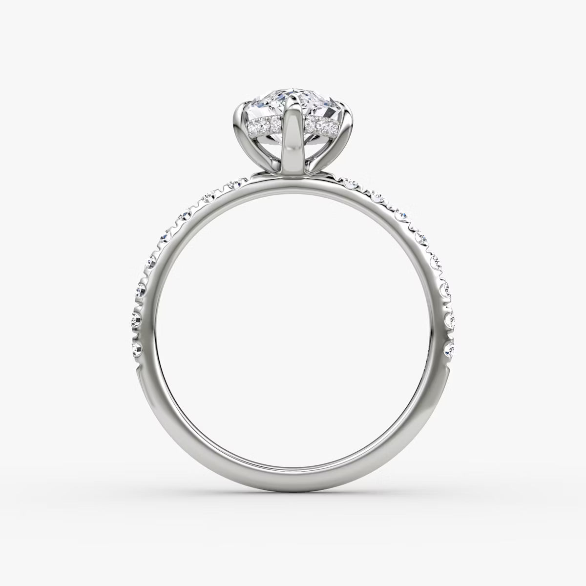 Marquise Hidden Halo Diamond Ring with Pavé Setting