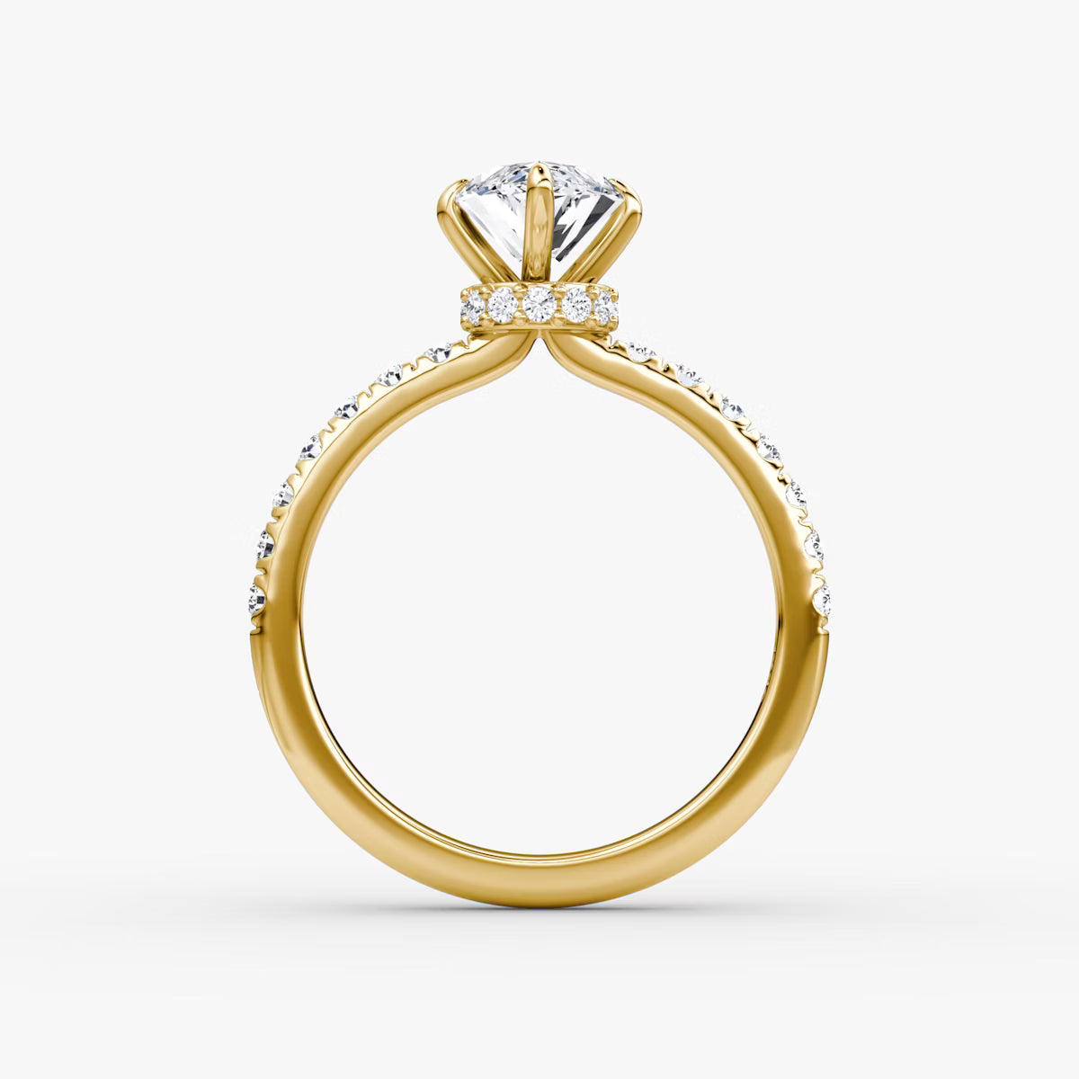 Marquise Secret Halo Diamond Ring with Pavé Setting