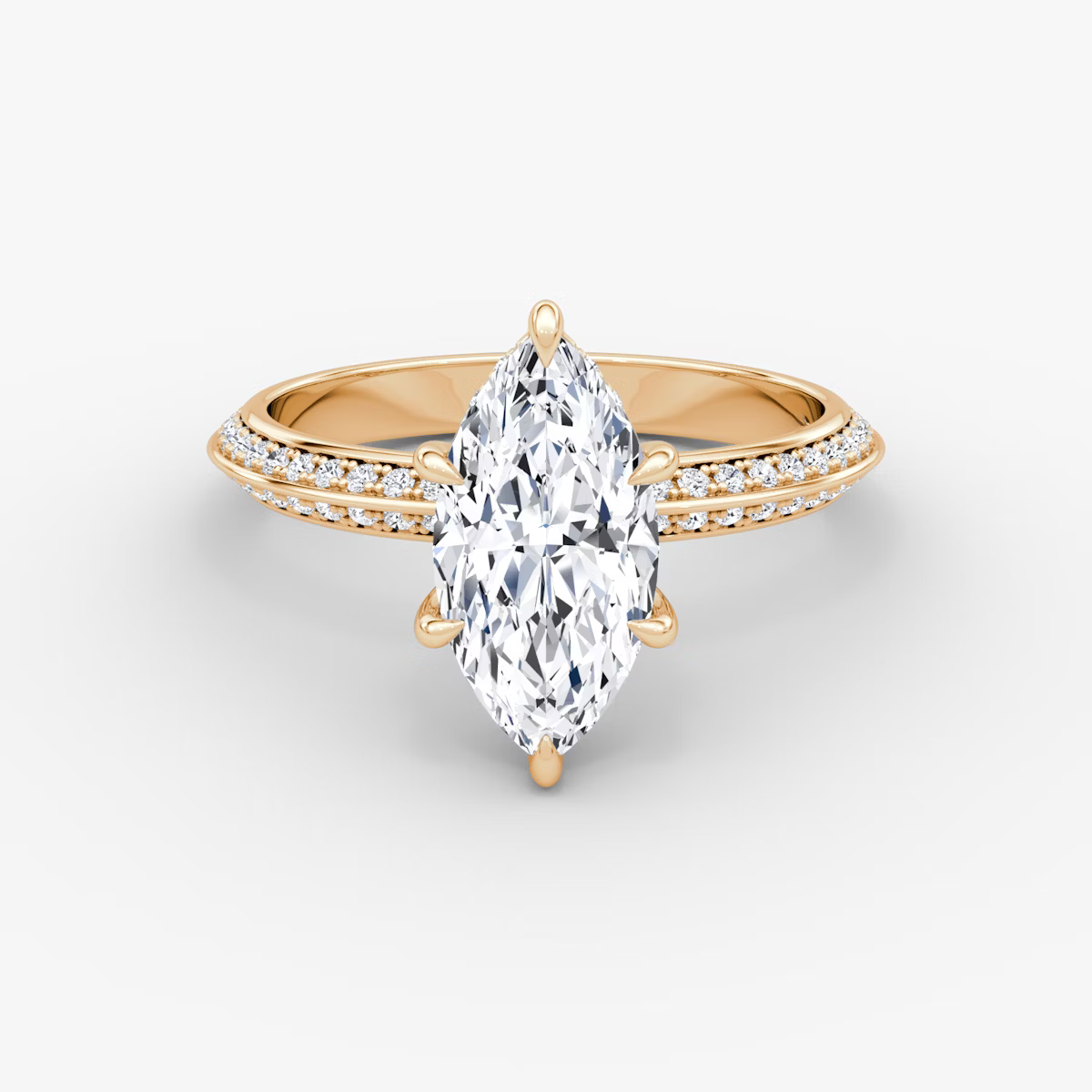 The Sculpted Marquise Hidden Halo Diamond Ring with Pavé Setting