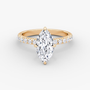 Marquise Secret Halo Diamond Ring with Pavé Setting