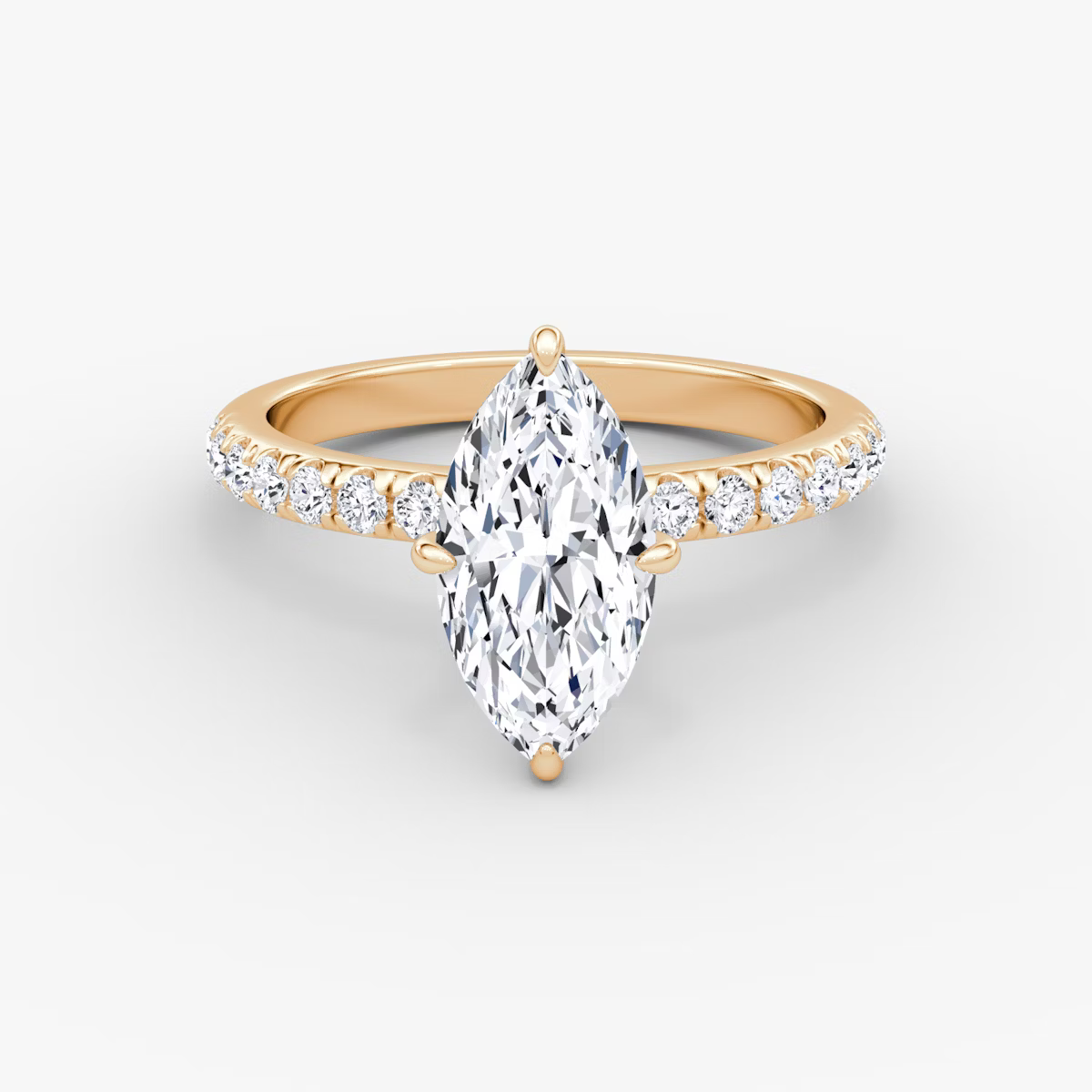 Marquise Secret Halo Diamond Ring with Pavé Setting