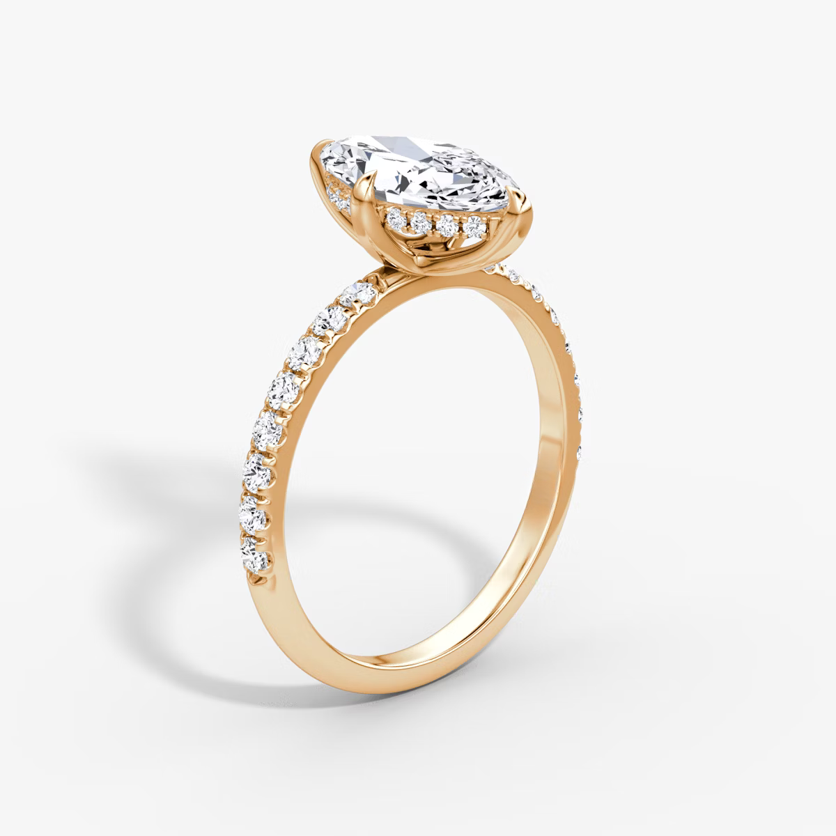 Marquise Hidden Halo Diamond Ring with Pavé Setting