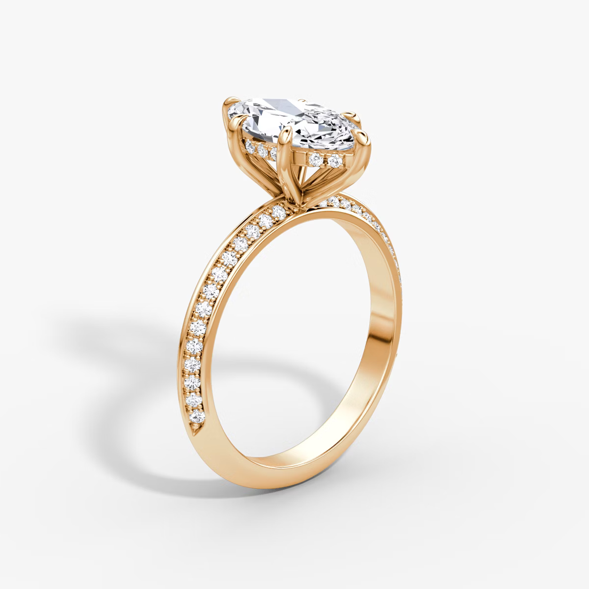 The Sculpted Marquise Hidden Halo Diamond Ring with Pavé Setting