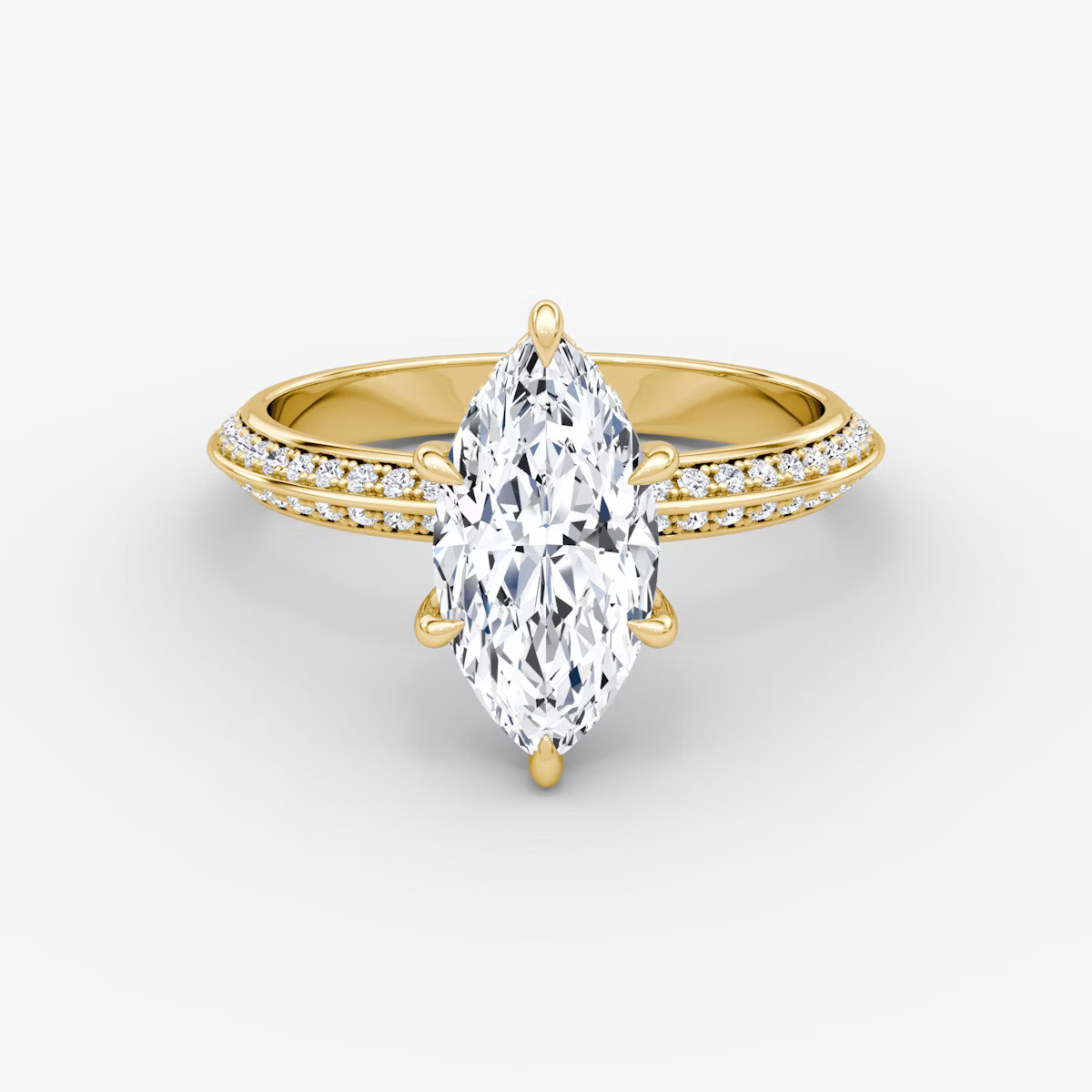 The Sculpted Marquise Hidden Halo Diamond Ring with Pavé Setting