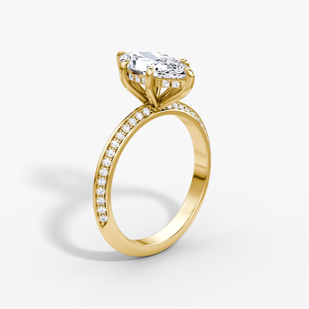 The Sculpted Marquise Hidden Halo Diamond Ring with Pavé Setting