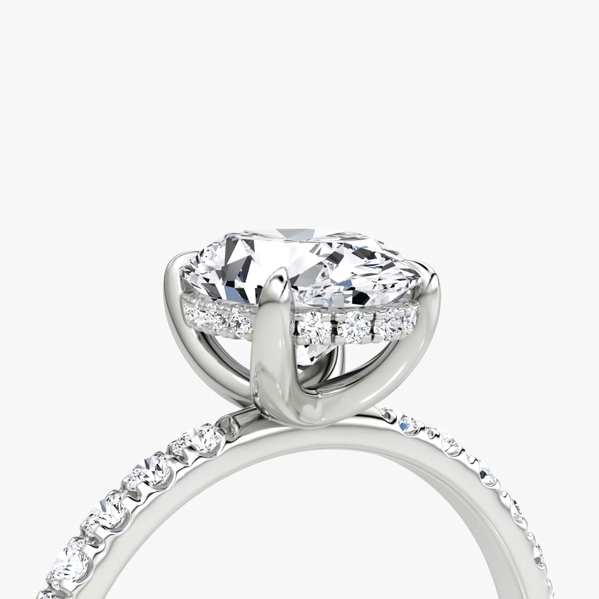 Oval Hidden Halo Diamond Ring with Pavé Setting