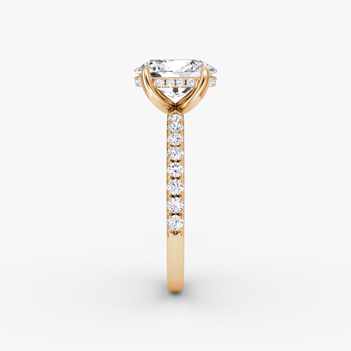 Oval Hidden Halo Diamond Ring with Pavé Setting