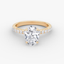 Oval Secret Halo Diamond Ring with Pavé Setting