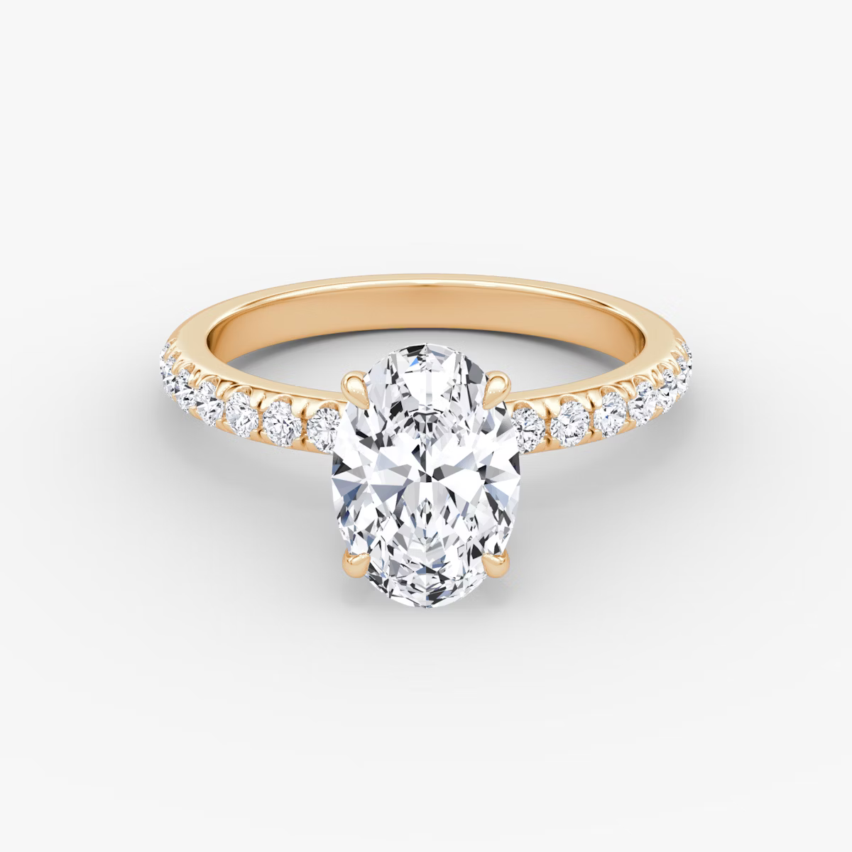 Oval Secret Halo Diamond Ring with Pavé Setting