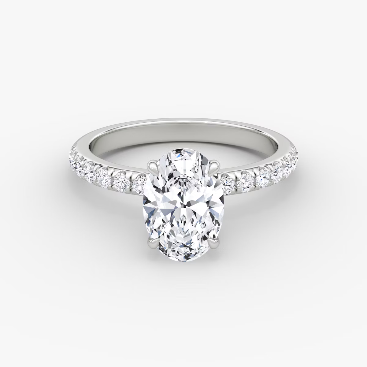 Oval Hidden Halo Diamond Ring with Pavé Setting