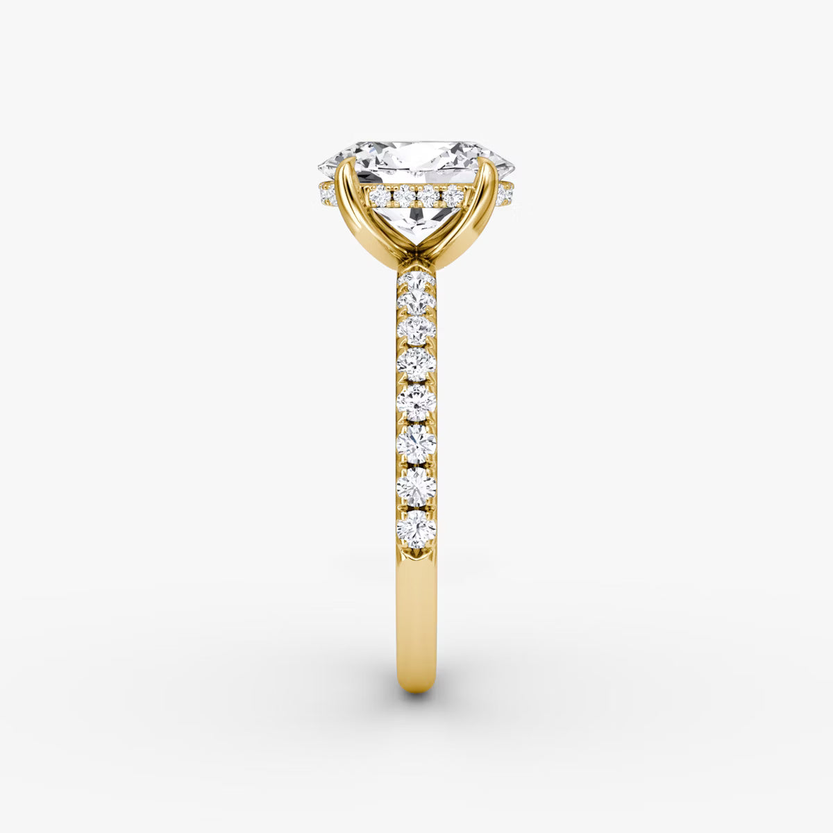 Oval Hidden Halo Diamond Ring with Pavé Setting