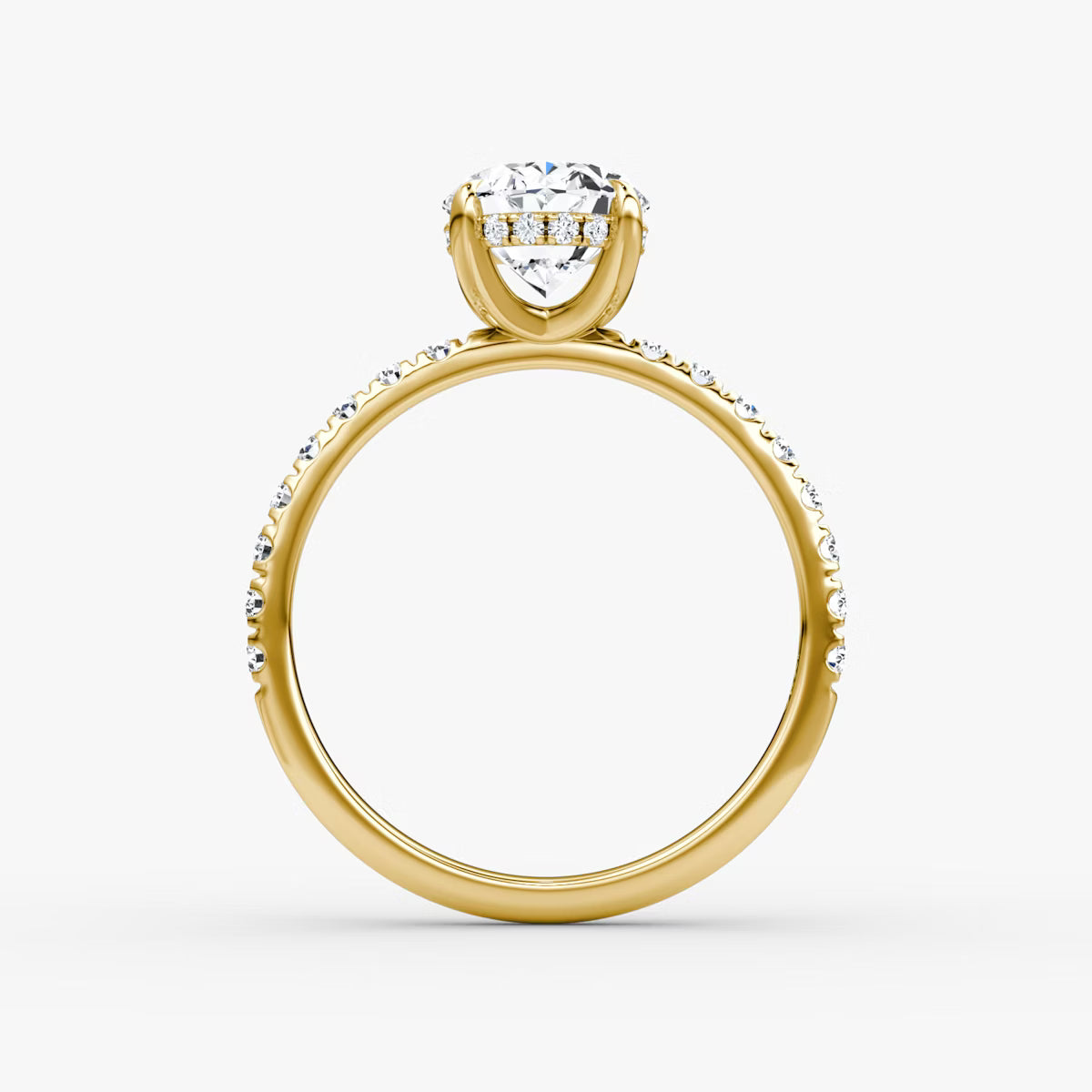 Oval Hidden Halo Diamond Ring with Pavé Setting