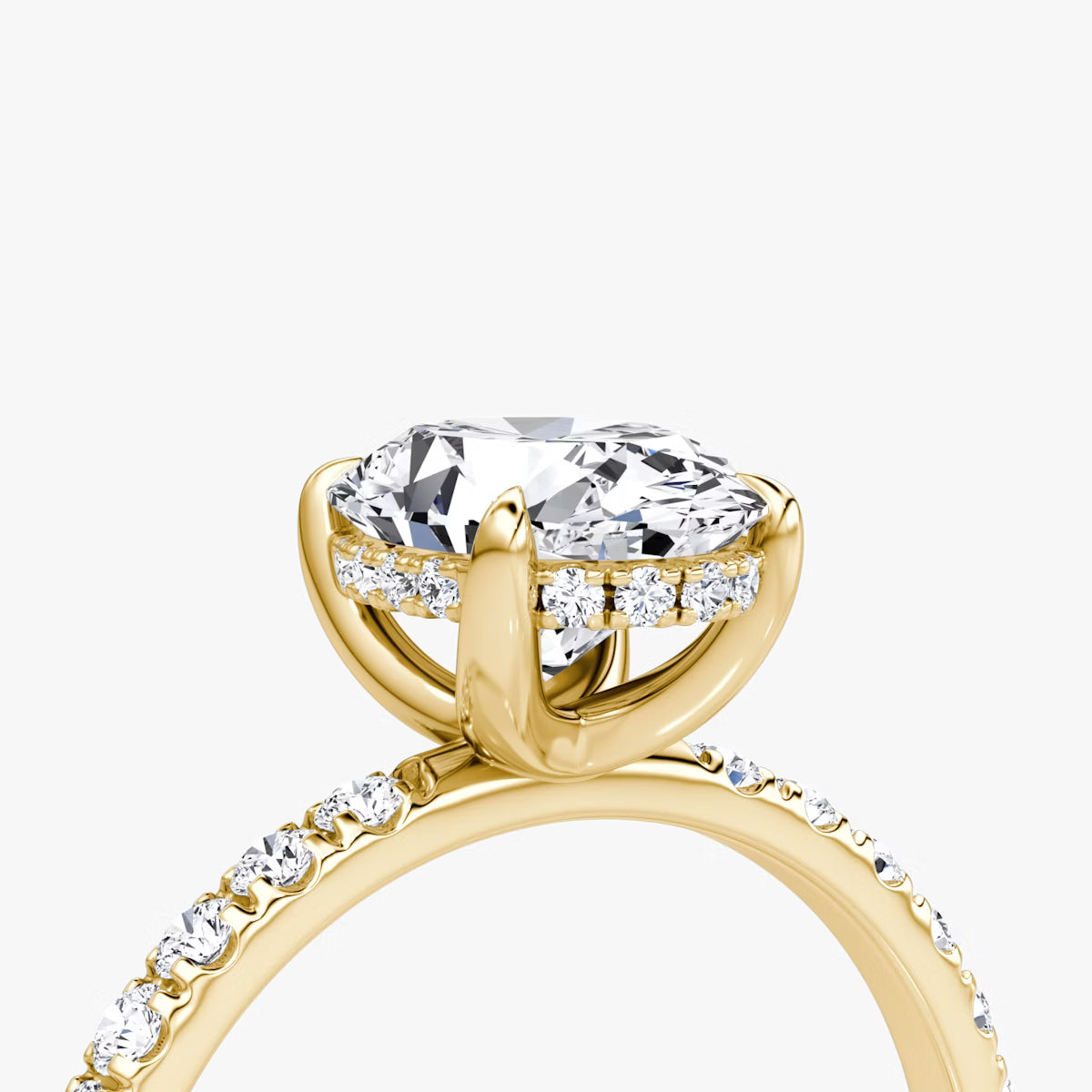 Oval Hidden Halo Diamond Ring with Pavé Setting