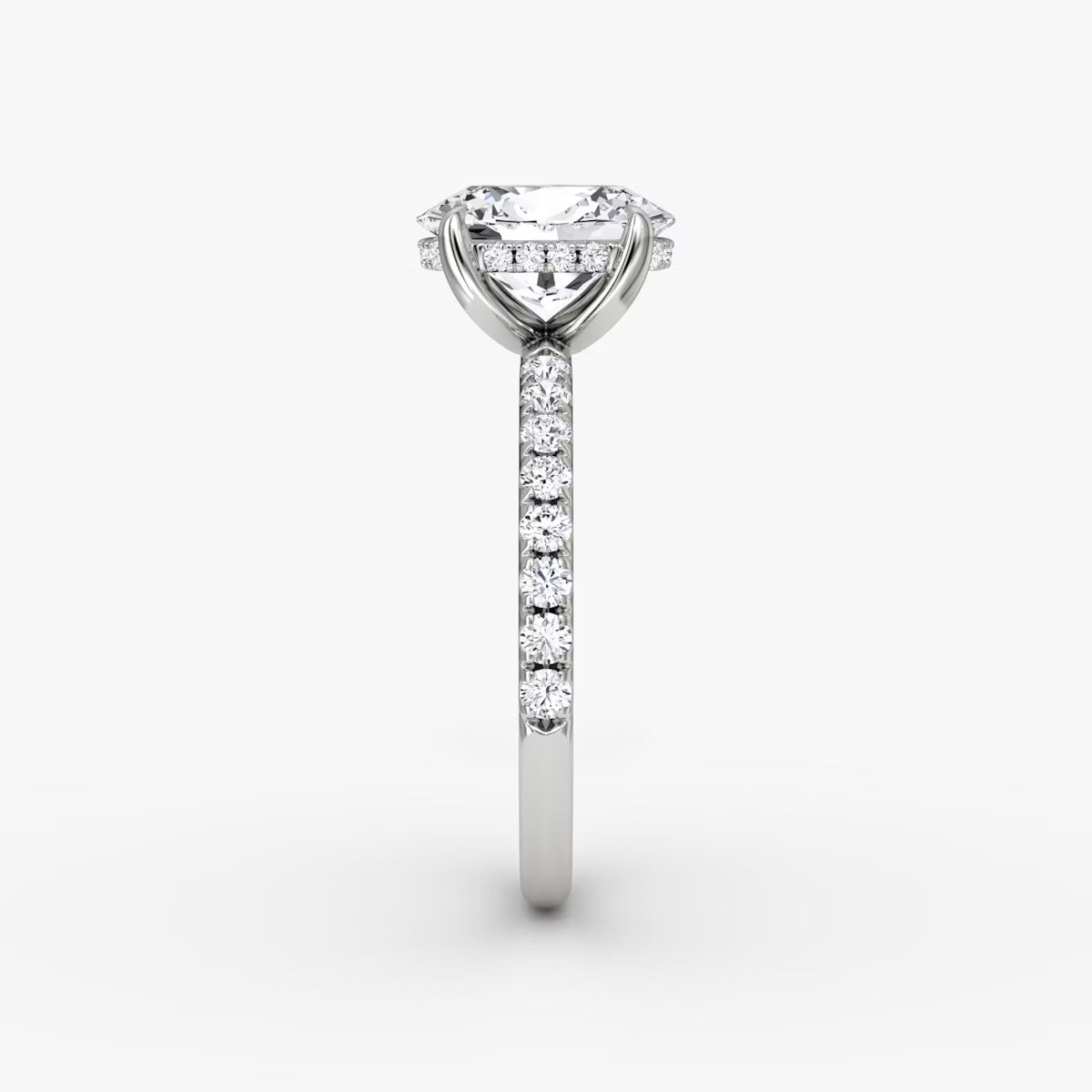 Oval Hidden Halo Diamond Ring with Pavé Setting