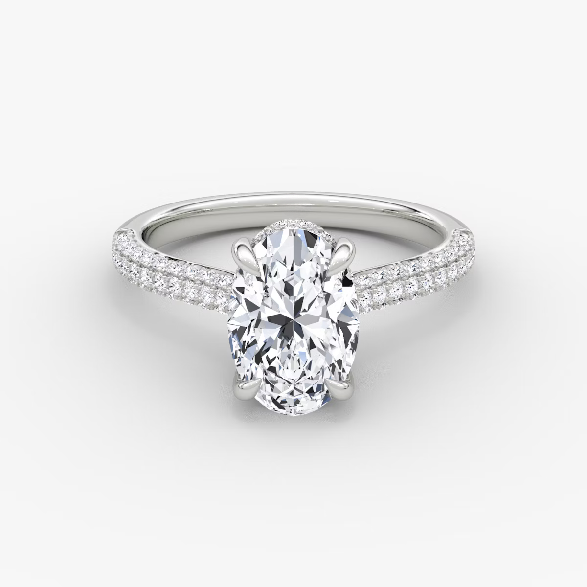 The Luxe Hidden Halo Pavé Oval Diamond Ring