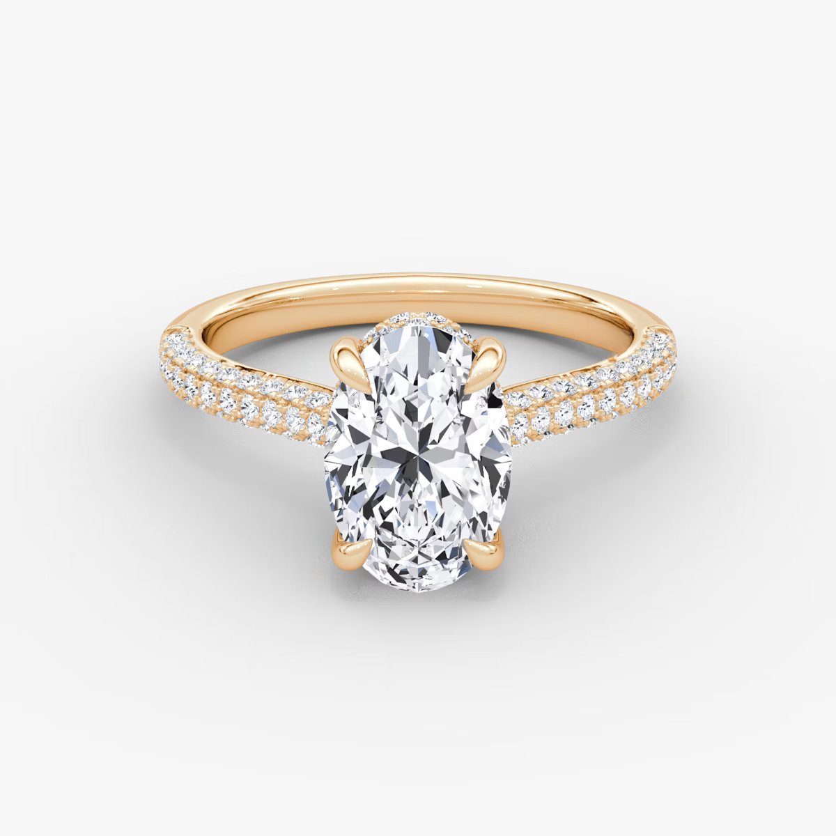 The Luxe Hidden Halo Pavé Oval Diamond Ring