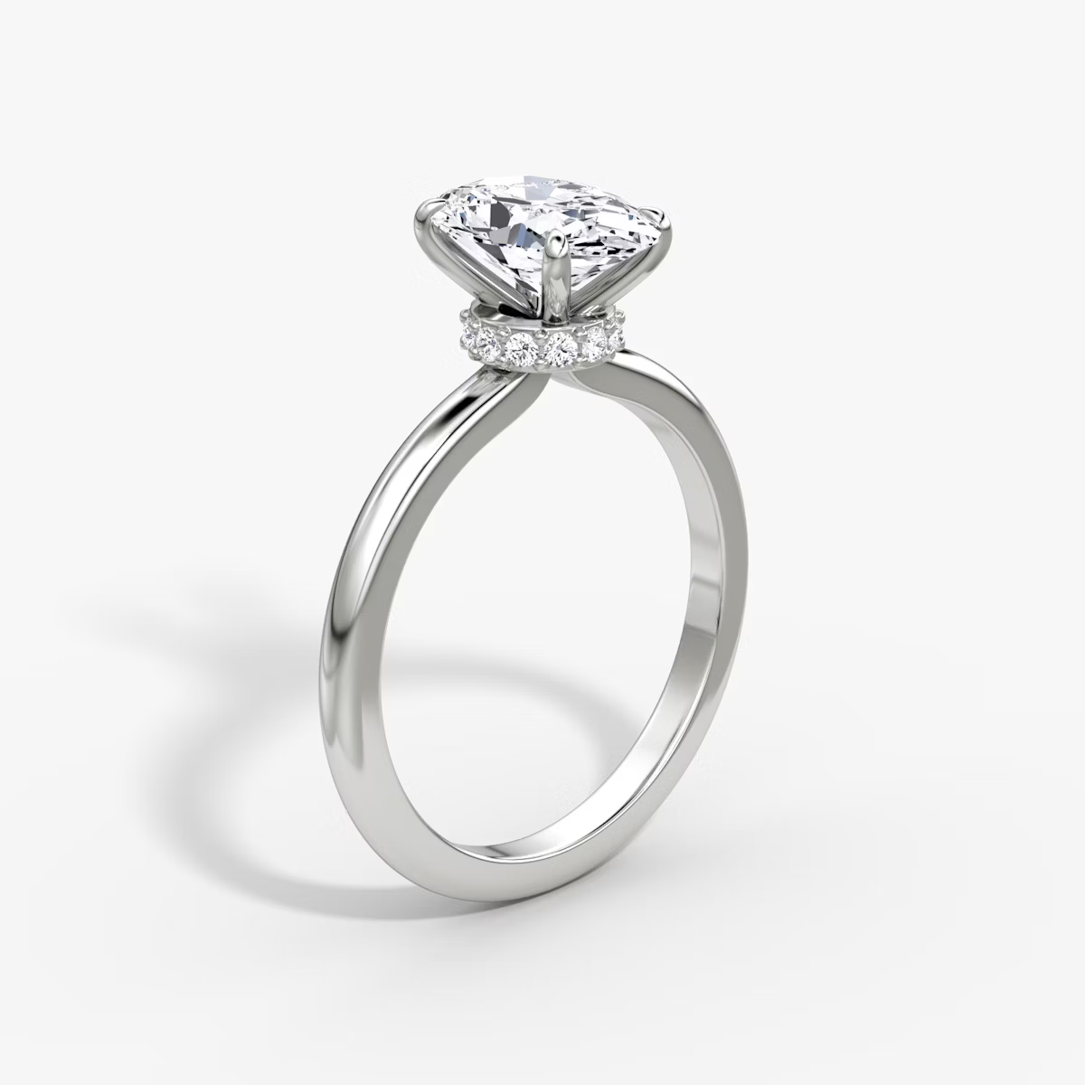 Oval Secret Halo Diamond Ring