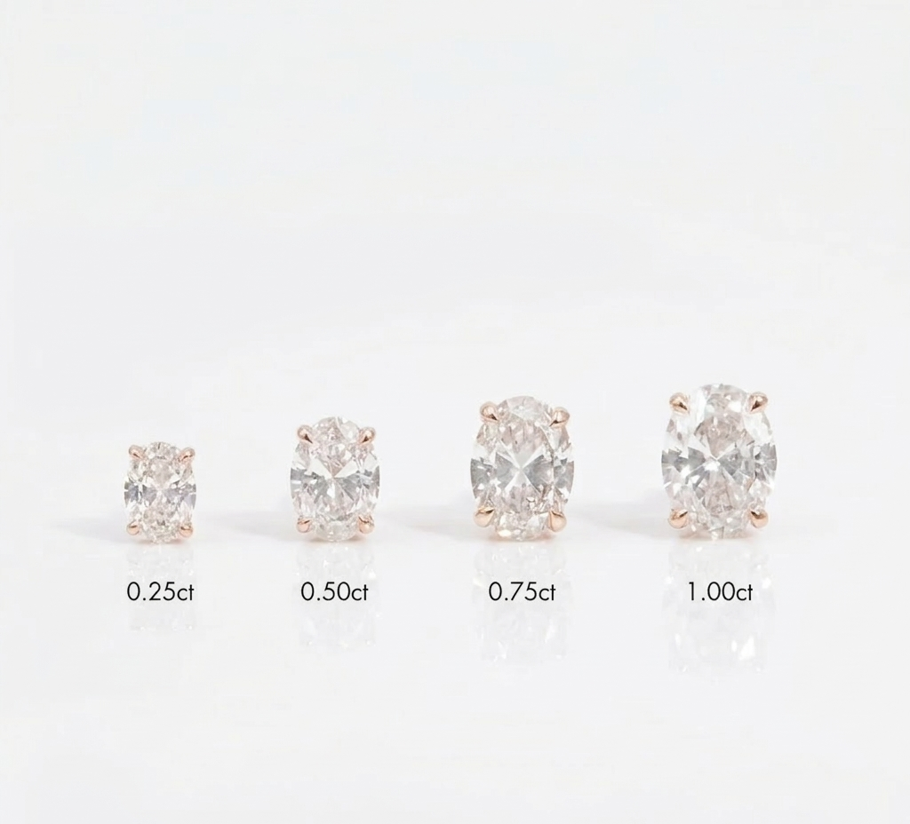 Lab Diamond Oval Solitaire Stud Earrings