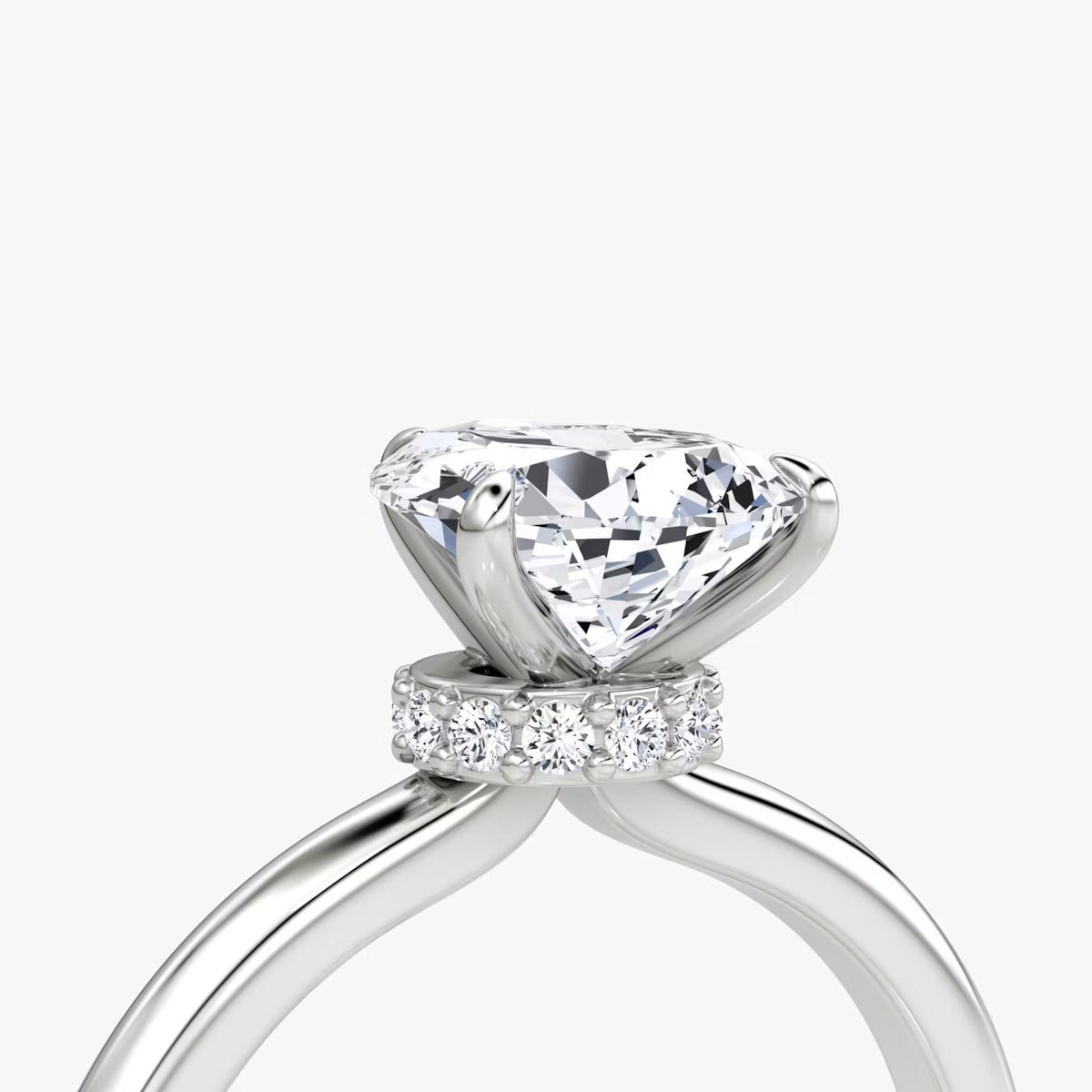 Pear Secret Halo Diamond Ring