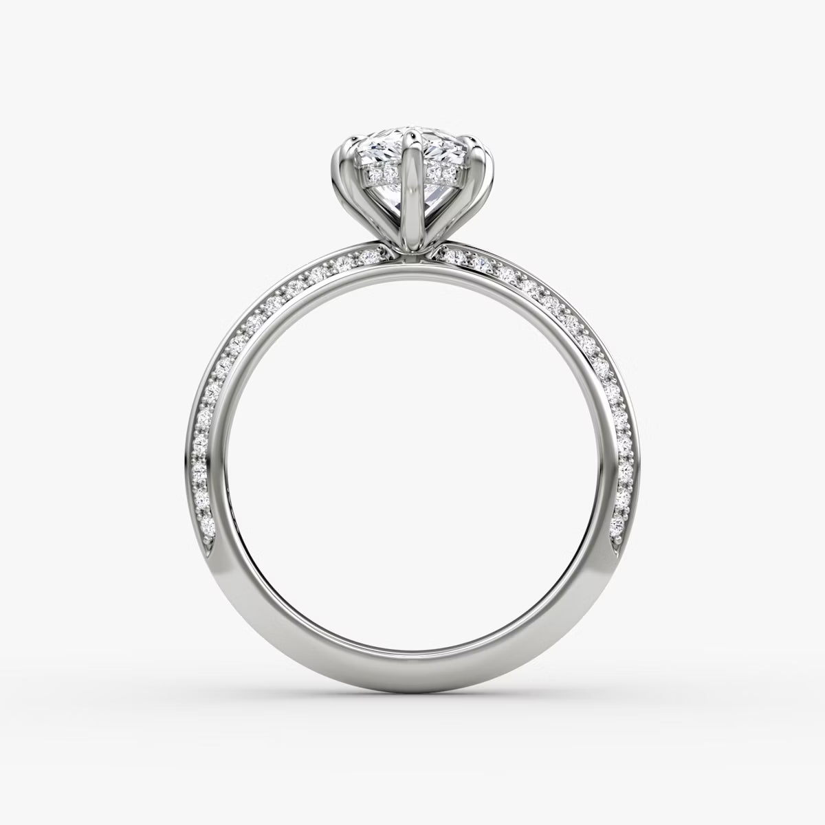 The Sculpted Pear Hidden Halo Diamond Ring with Pavé Setting