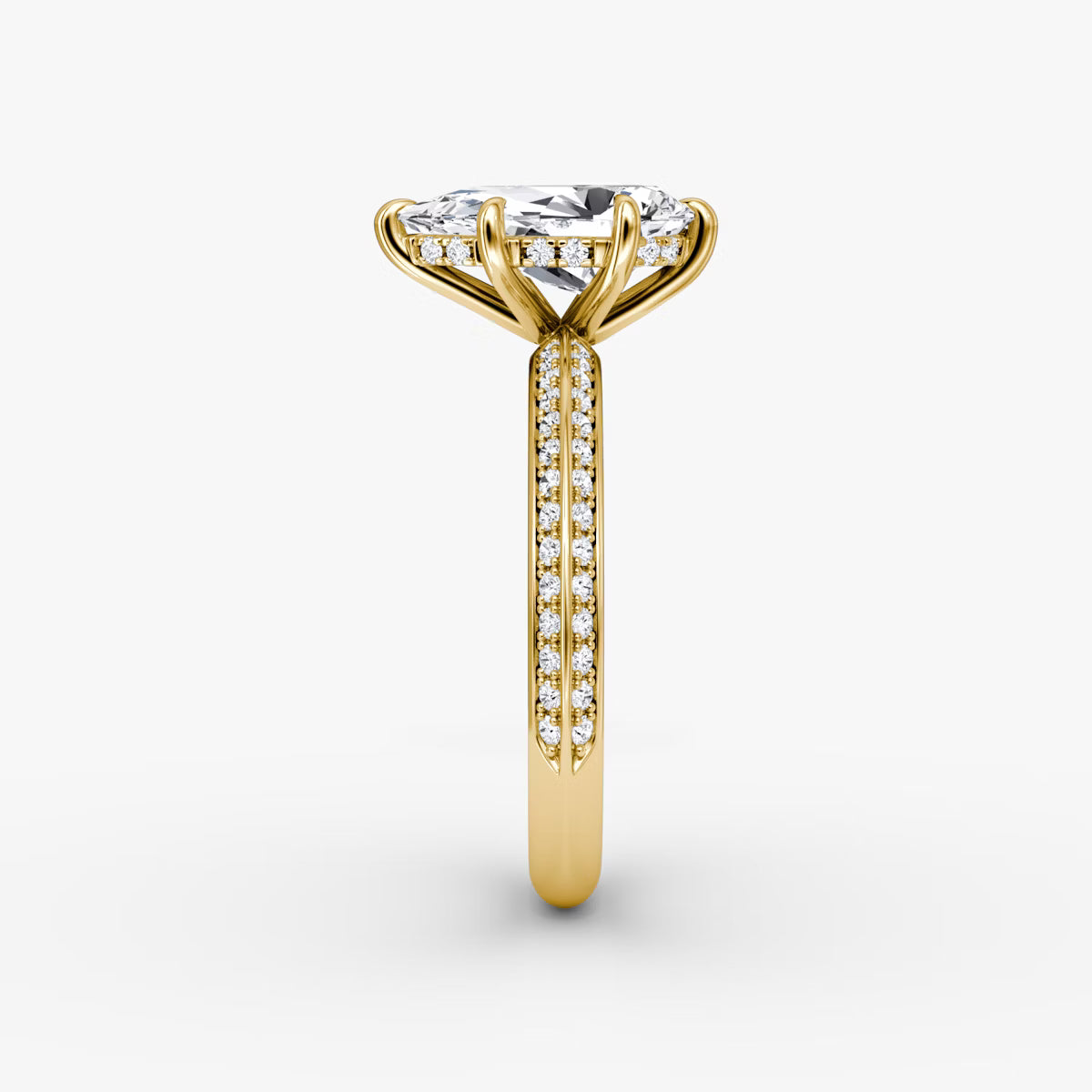 The Sculpted Pear Hidden Halo Diamond Ring with Pavé Setting