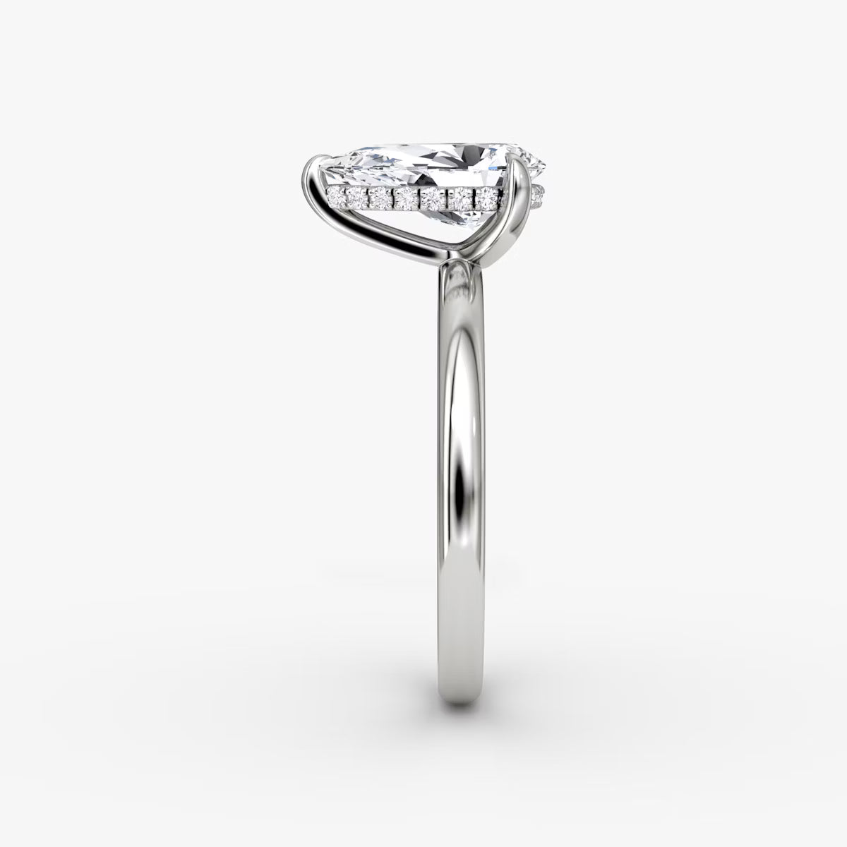 Pear Hidden Halo Diamond Ring