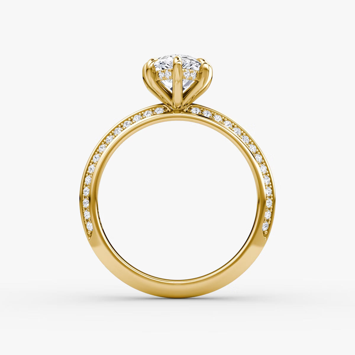 The Sculpted Pear Hidden Halo Diamond Ring with Pavé Setting