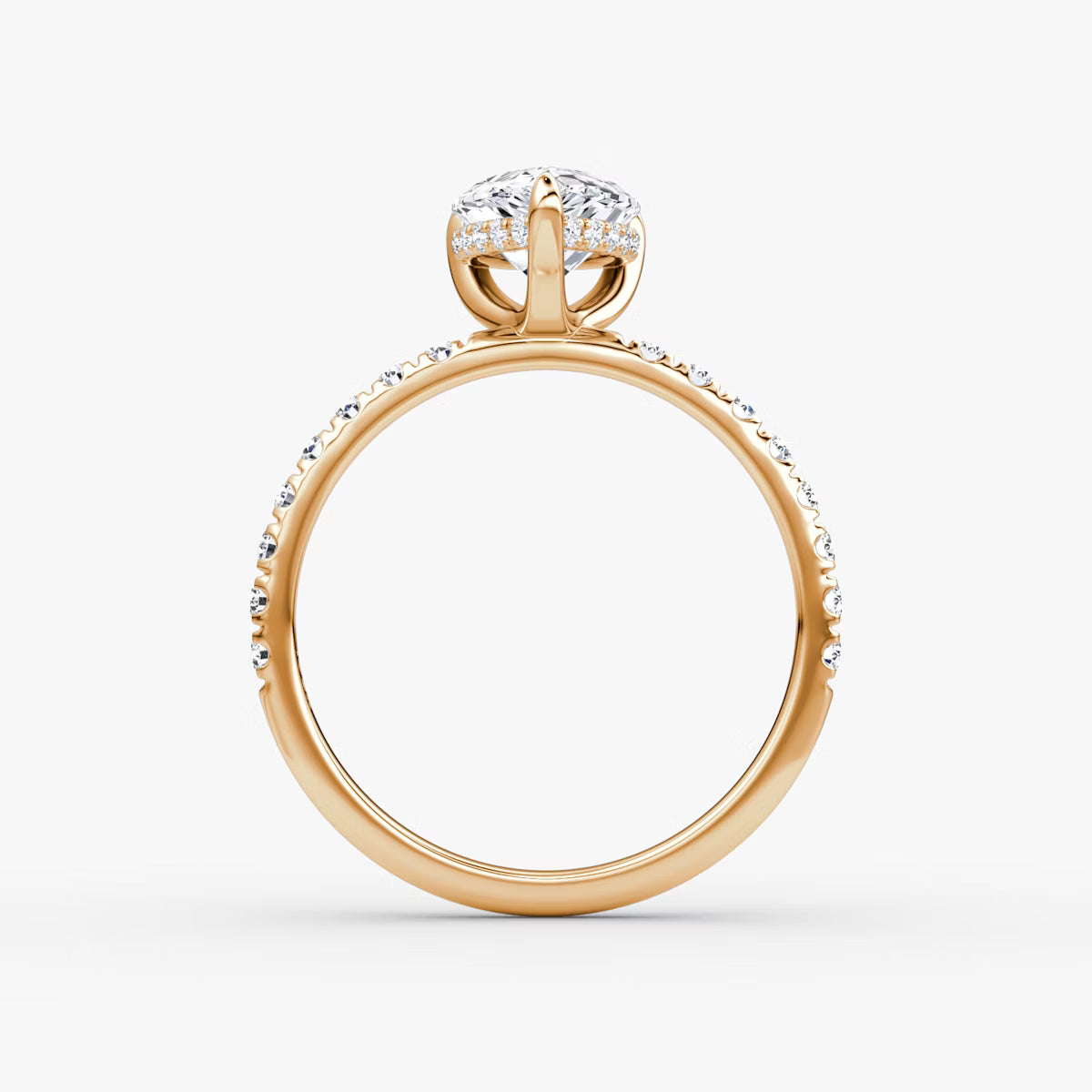 Pear Hidden Halo Diamond Ring with Pavé Setting