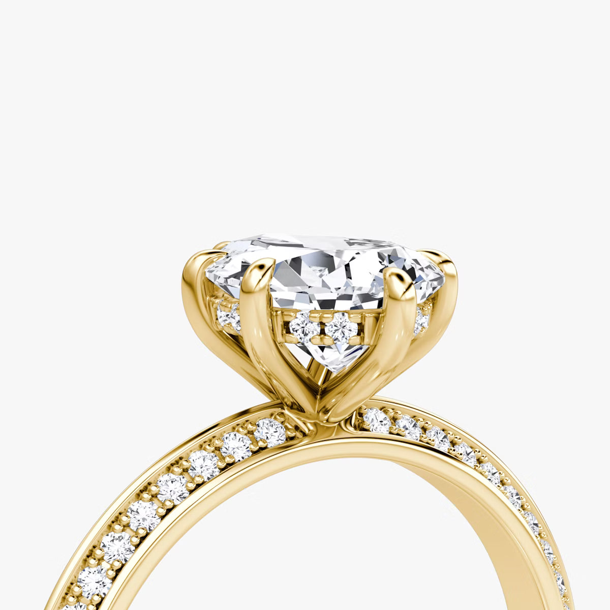 The Sculpted Pear Hidden Halo Diamond Ring with Pavé Setting