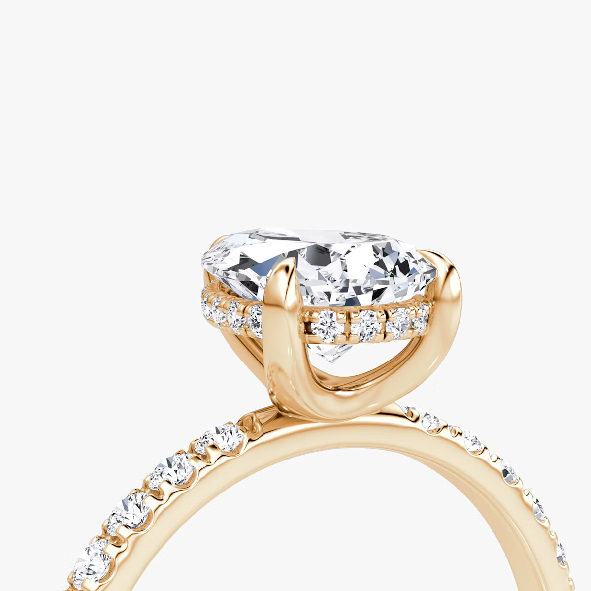 Pear Hidden Halo Diamond Ring with Pavé Setting
