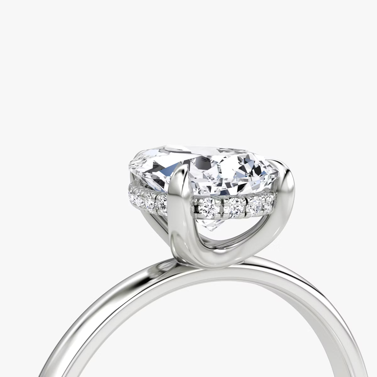 Pear Hidden Halo Diamond Ring