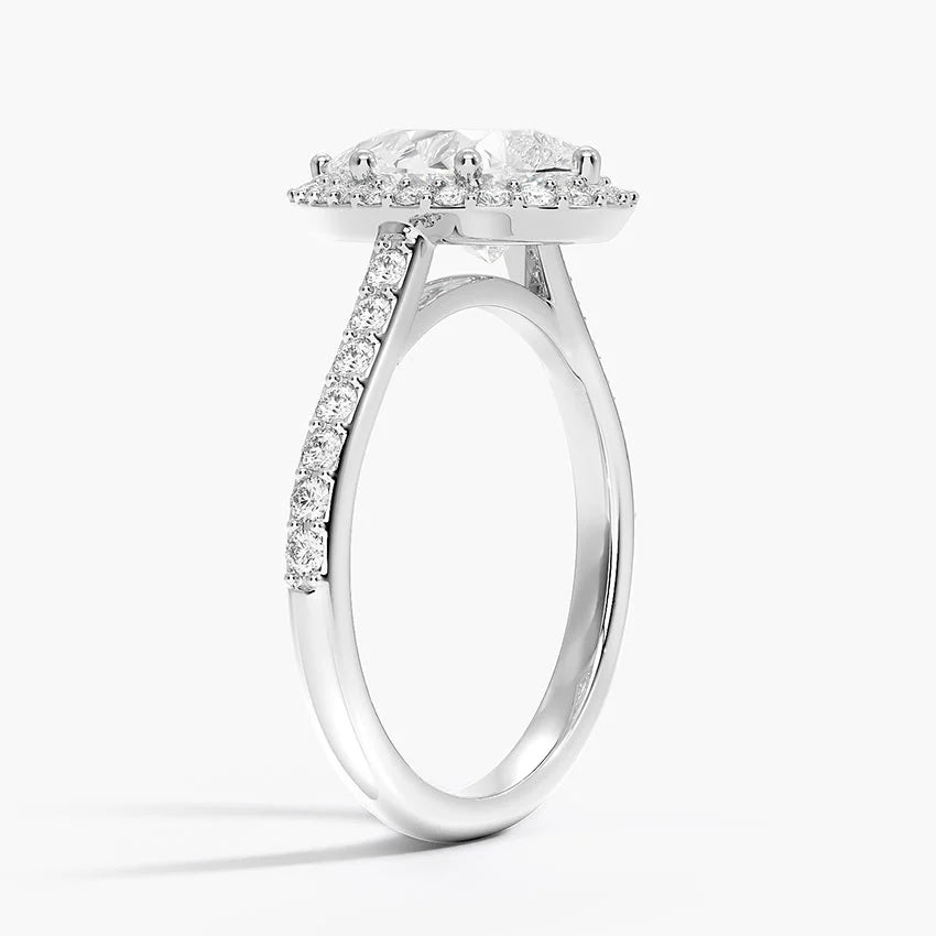 The Halo Pear Diamond Ring