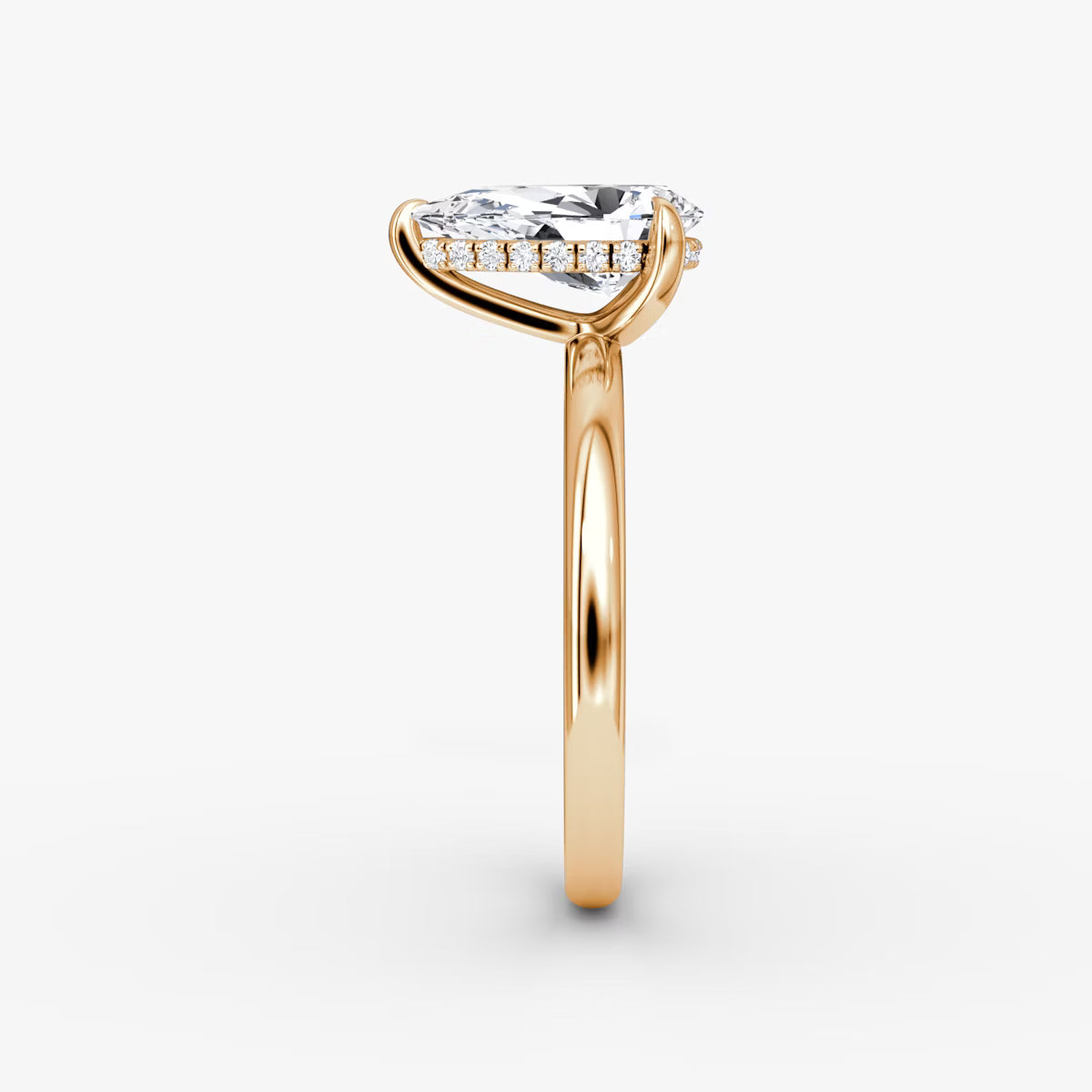 Pear Hidden Halo Diamond Ring
