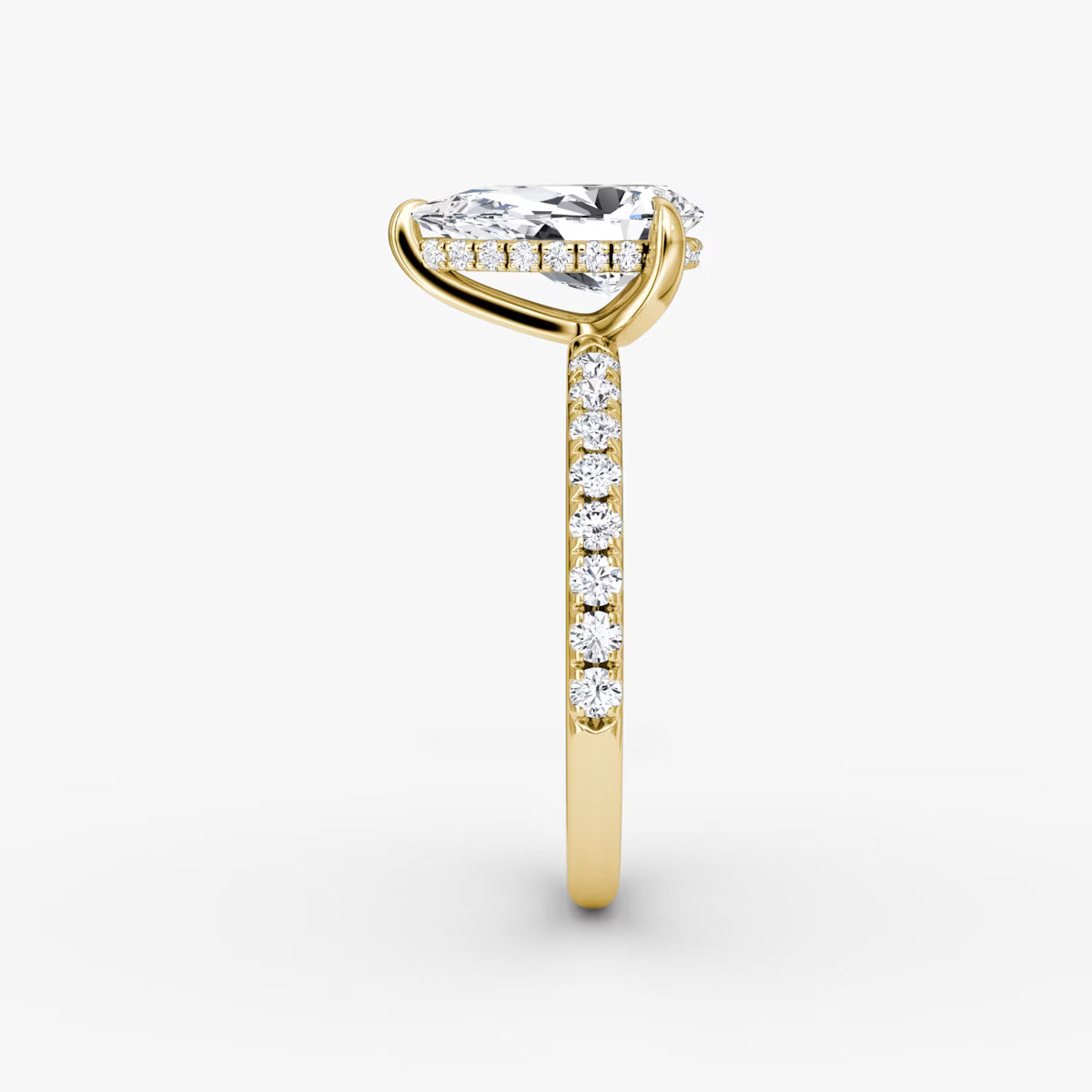 Pear Hidden Halo Diamond Ring with Pavé Setting
